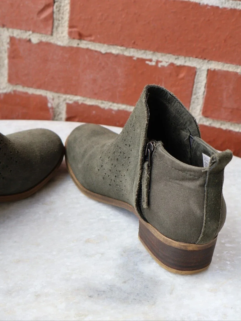 Toms Deia Forest Suede Perforated Ankle Booties.